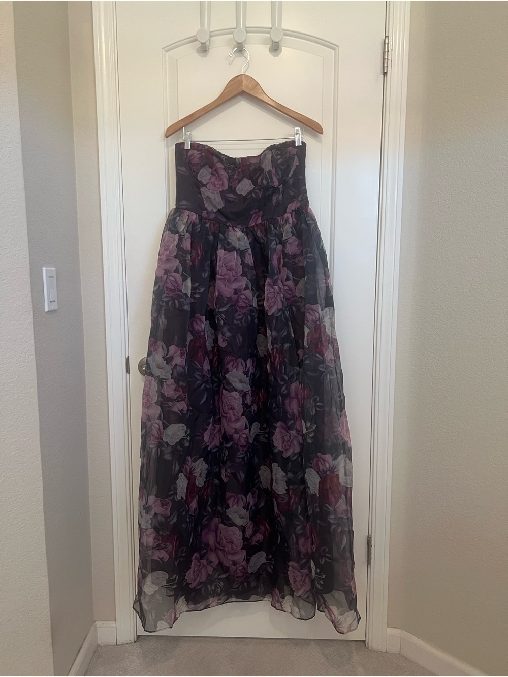 NWT LuLu’s 1X Purple Floral Strapless Bustier Maxi Gown Cottagecore Romance - Picture 2 of 10